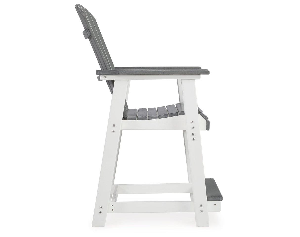Transville Gray/White Outdoor Counter Height Barstool by Ashley at Eve Furniture