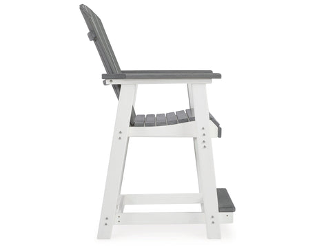 Transville Gray/White Outdoor Counter Height Barstool by Ashley at Eve Furniture