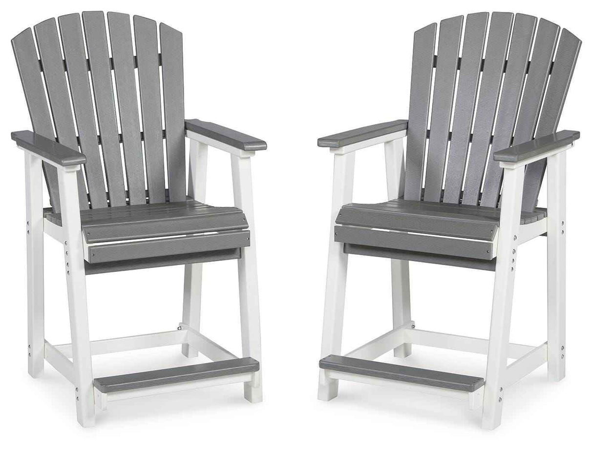 Transville Gray/White Outdoor Counter Height Barstool by Ashley at Eve Furniture
