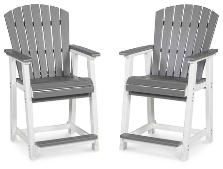 Transville Gray/White Outdoor Counter Height Barstool by Ashley at Eve Furniture