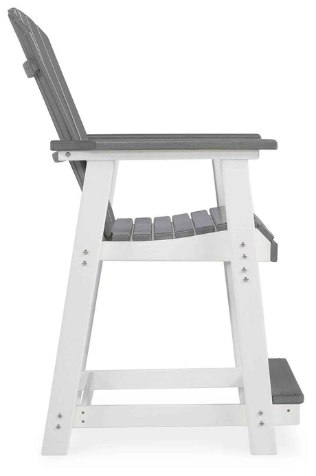 Transville Gray/White Outdoor Counter Height Barstool by Ashley at Eve Furniture