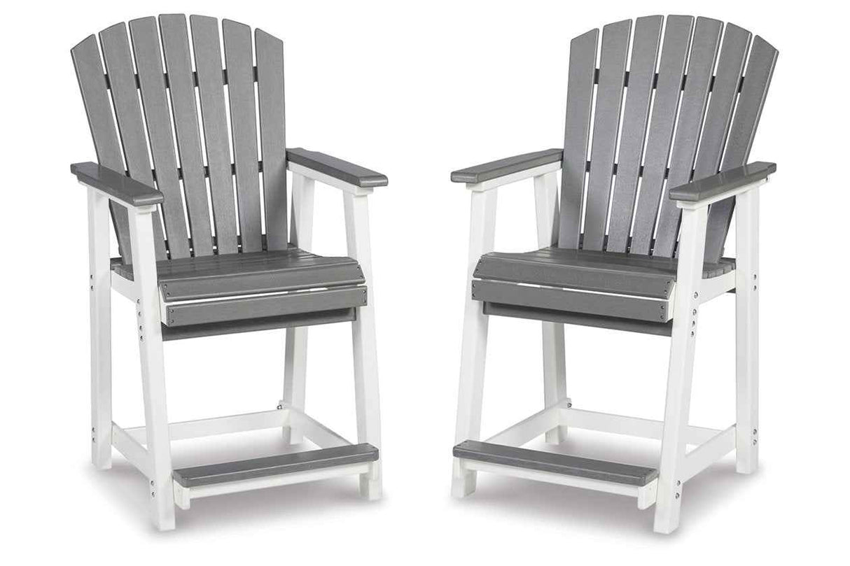Transville Gray/White Outdoor Counter Height Barstool by Ashley at Eve Furniture