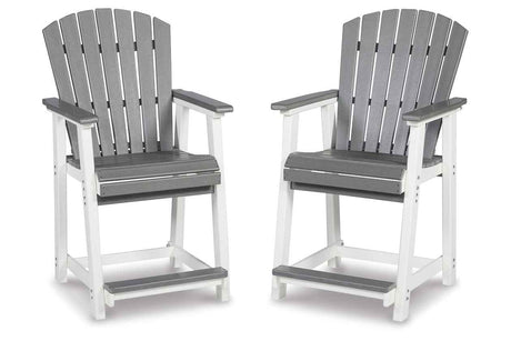 Transville Gray/White Outdoor Counter Height Barstool by Ashley at Eve Furniture