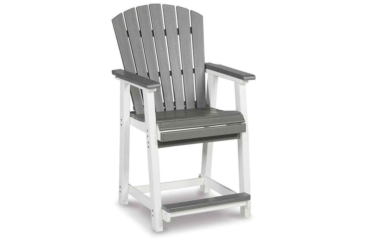 Transville Gray/White Outdoor Counter Height Barstool by Ashley at Eve Furniture