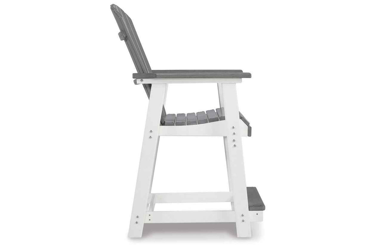 Transville Gray/White Outdoor Counter Height Barstool by Ashley at Eve Furniture