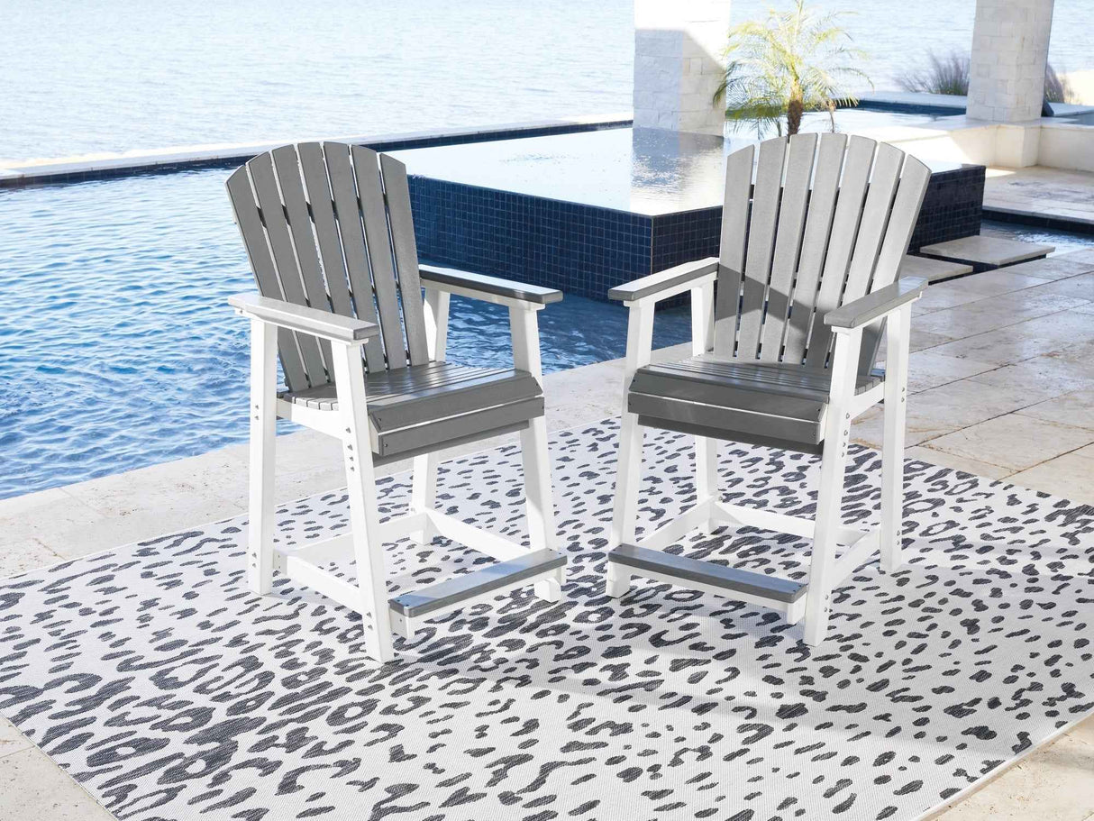 Transville Gray/White Outdoor Counter Height Barstool by Ashley at Eve Furniture