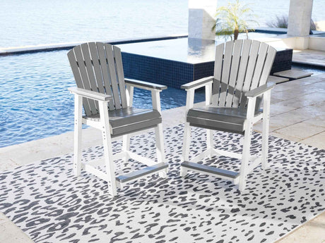 Transville Gray/White Outdoor Counter Height Barstool by Ashley at Eve Furniture