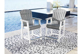 Transville Gray/White Outdoor Counter Height Barstool by Ashley at Eve Furniture