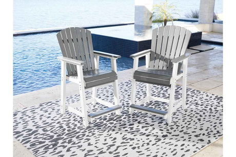 Transville Gray/White Outdoor Counter Height Barstool by Ashley at Eve Furniture