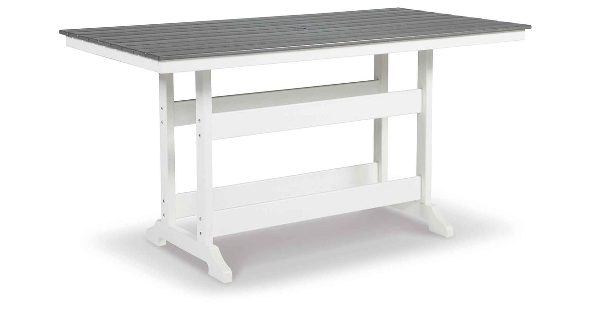Transville Gray/White Outdoor Counter Height Dining Table with 4 Barstools by Ashley at Eve Furniture