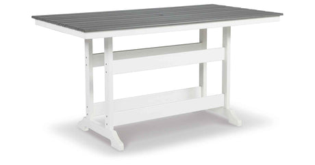 Transville Gray/White Outdoor Counter Height Dining Table with 4 Barstools by Ashley at Eve Furniture