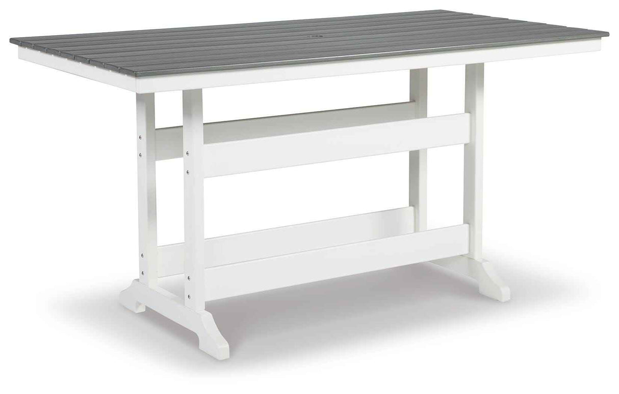 Transville Gray/White Outdoor Counter Height Dining Table with 4 Barstools by Ashley at Eve Furniture