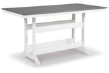Transville Gray/White Outdoor Counter Height Dining Table with 4 Barstools by Ashley at Eve Furniture