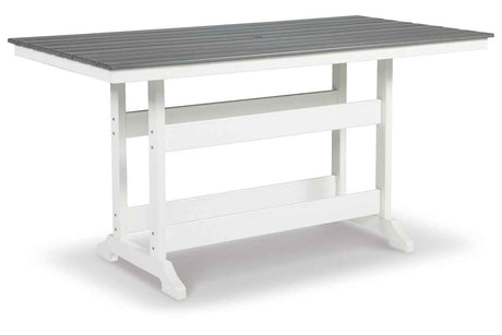 Transville Gray/White Outdoor Counter Height Dining Table with 4 Barstools by Ashley at Eve Furniture