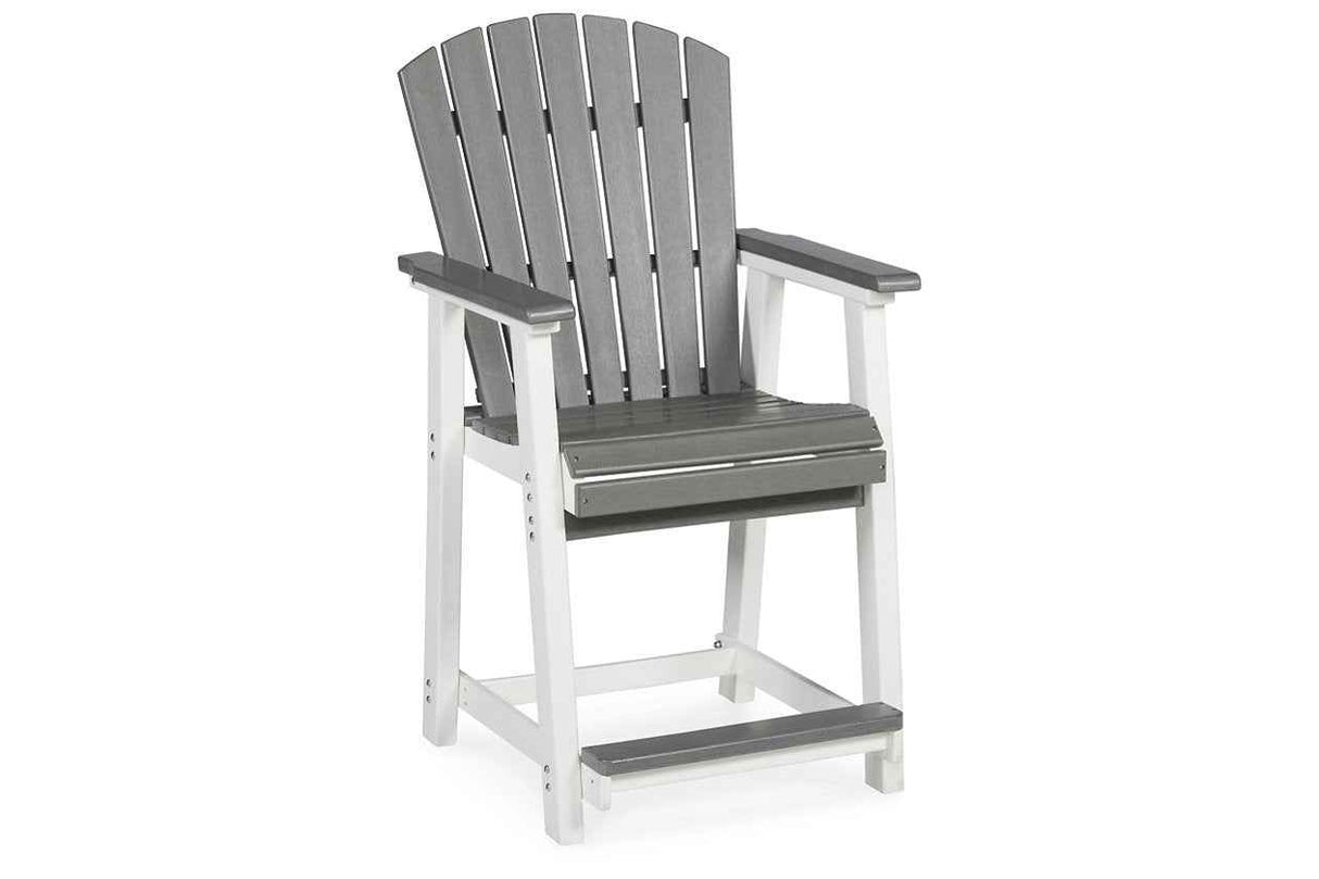 Transville Gray/White Outdoor Counter Height Dining Table with 4 Barstools by Ashley at Eve Furniture
