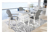 Transville Gray/White Outdoor Counter Height Dining Table with 4 Barstools by Ashley at Eve Furniture