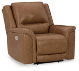 Trasimeno Caramel Dual Power Leather Recliner/ADJ Headrest by Ashley at Eve Furniture