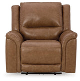 Trasimeno Caramel Dual Power Leather Recliner/ADJ Headrest by Ashley at Eve Furniture