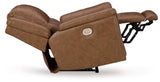 Trasimeno Caramel Dual Power Leather Recliner/ADJ Headrest by Ashley at Eve Furniture