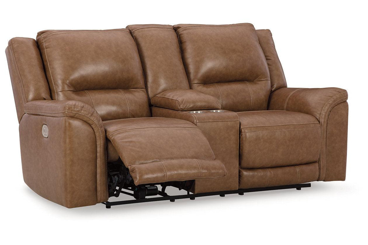 Trasimeno Caramel Power Reclining Sofa and Loveseat by Ashley at Eve Furniture