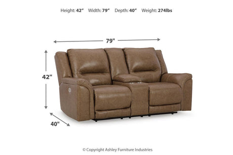 Trasimeno Caramel Power Reclining Sofa and Loveseat by Ashley at Eve Furniture