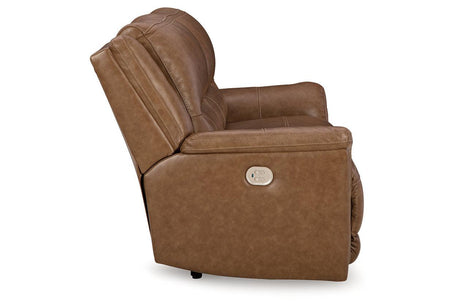 Trasimeno Caramel Power Reclining Sofa and Loveseat by Ashley at Eve Furniture