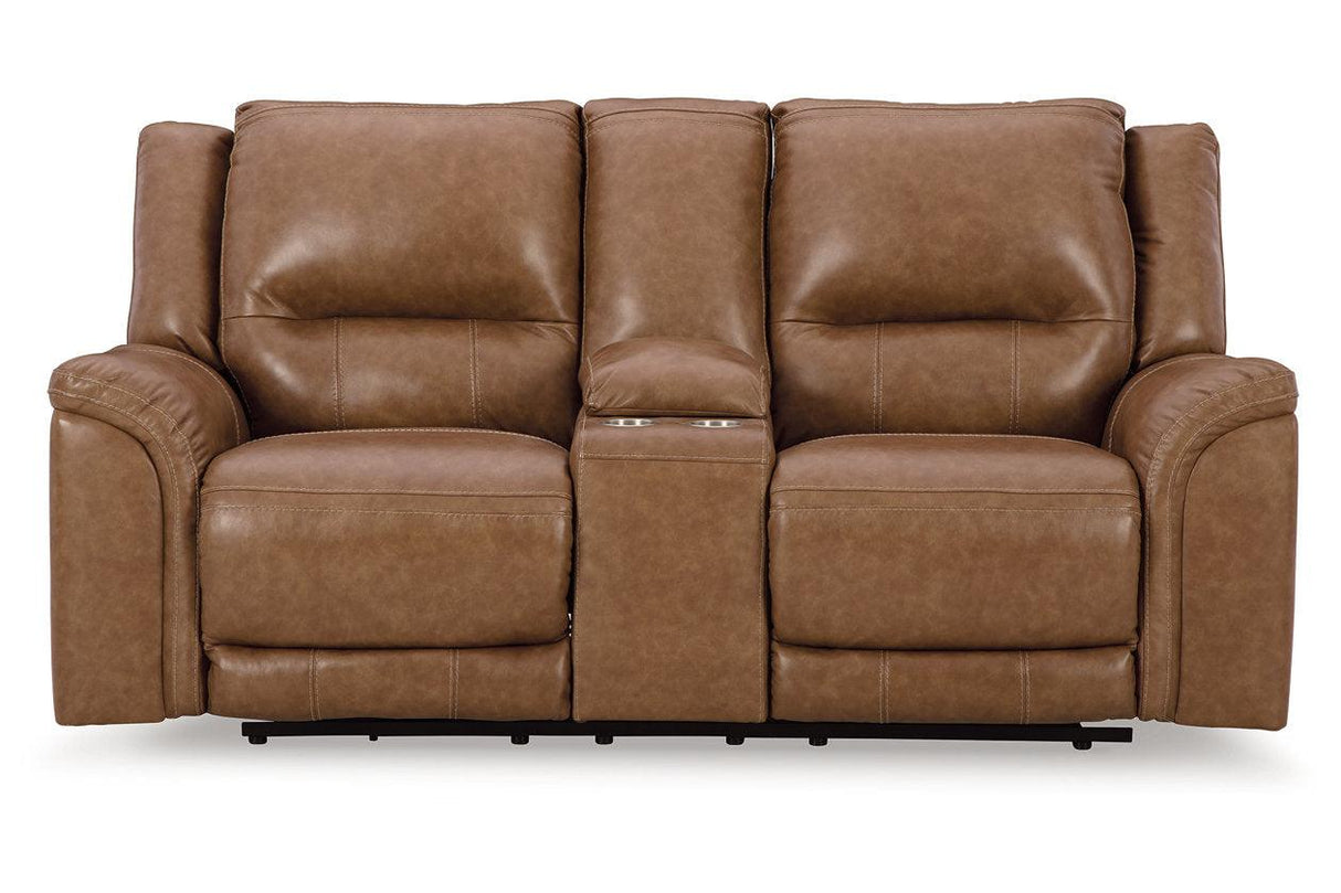 Trasimeno Caramel Power Reclining Sofa and Loveseat by Ashley at Eve Furniture