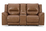 Trasimeno Caramel Power Reclining Sofa and Loveseat by Ashley at Eve Furniture