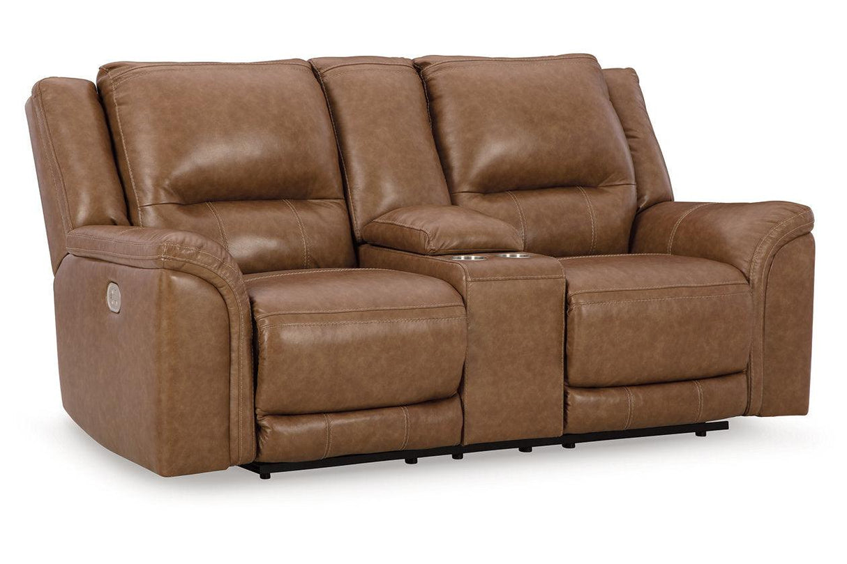 Trasimeno Caramel Power Reclining Sofa and Loveseat by Ashley at Eve Furniture