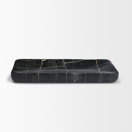 Tratto Rectangular Black Marble Tray by Mercana at Eve Furniture