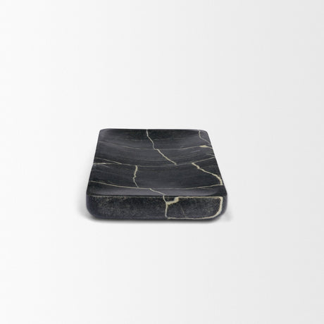 Tratto Rectangular Black Marble Tray by Mercana at Eve Furniture