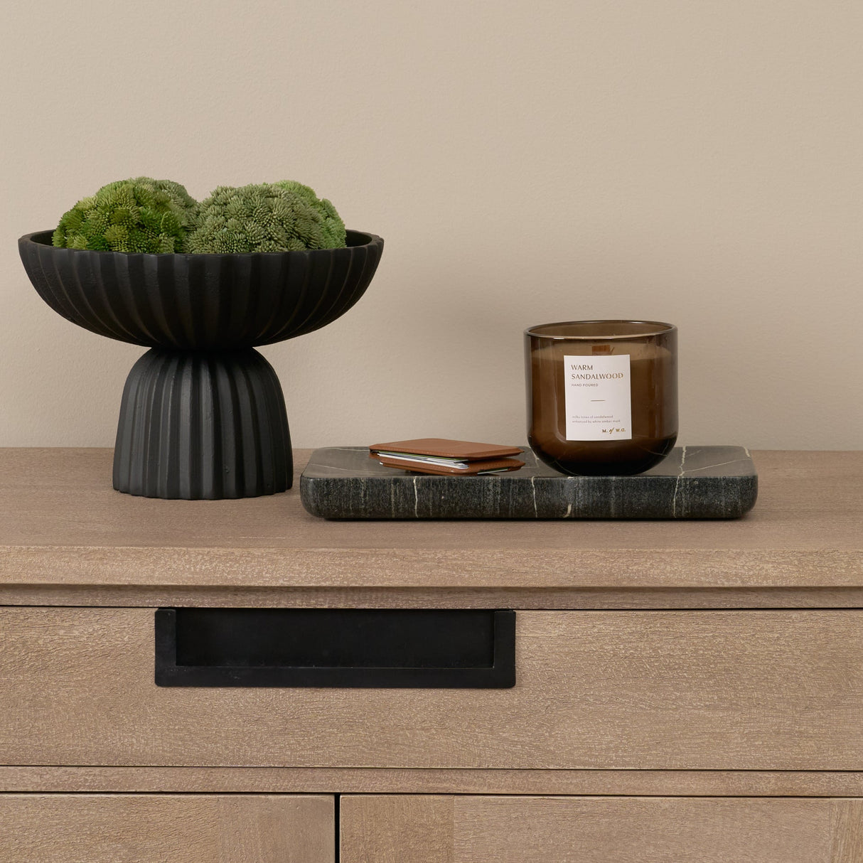 Tratto Rectangular Black Marble Tray by Mercana at Eve Furniture