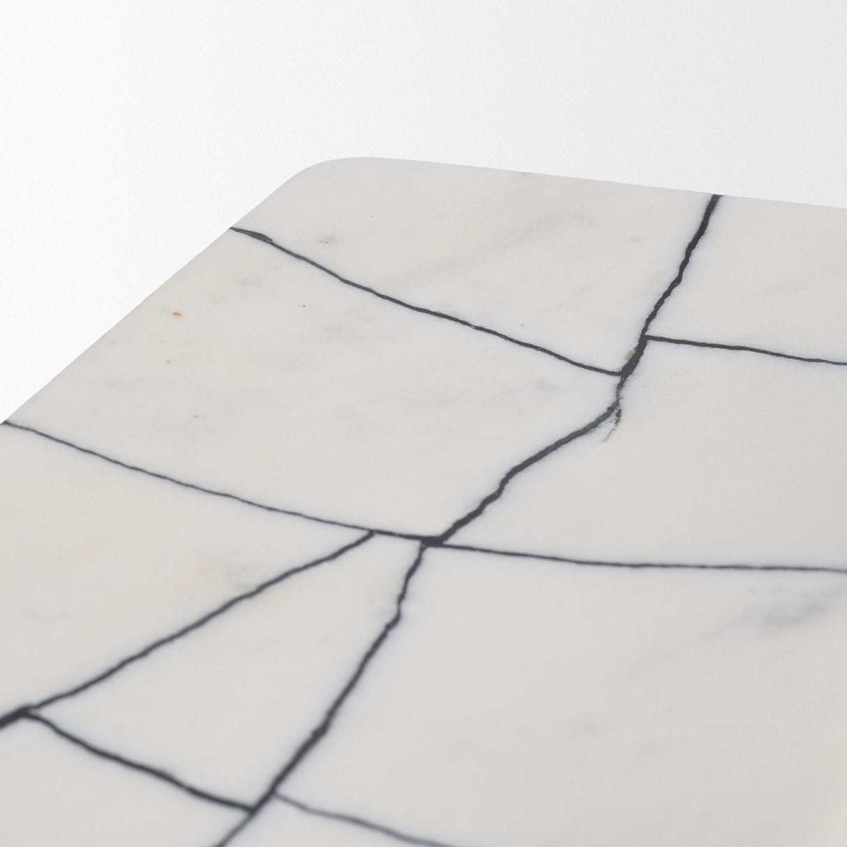 Tratto Rectangular White Marble Decorative Tray by Mercana at Eve Furniture