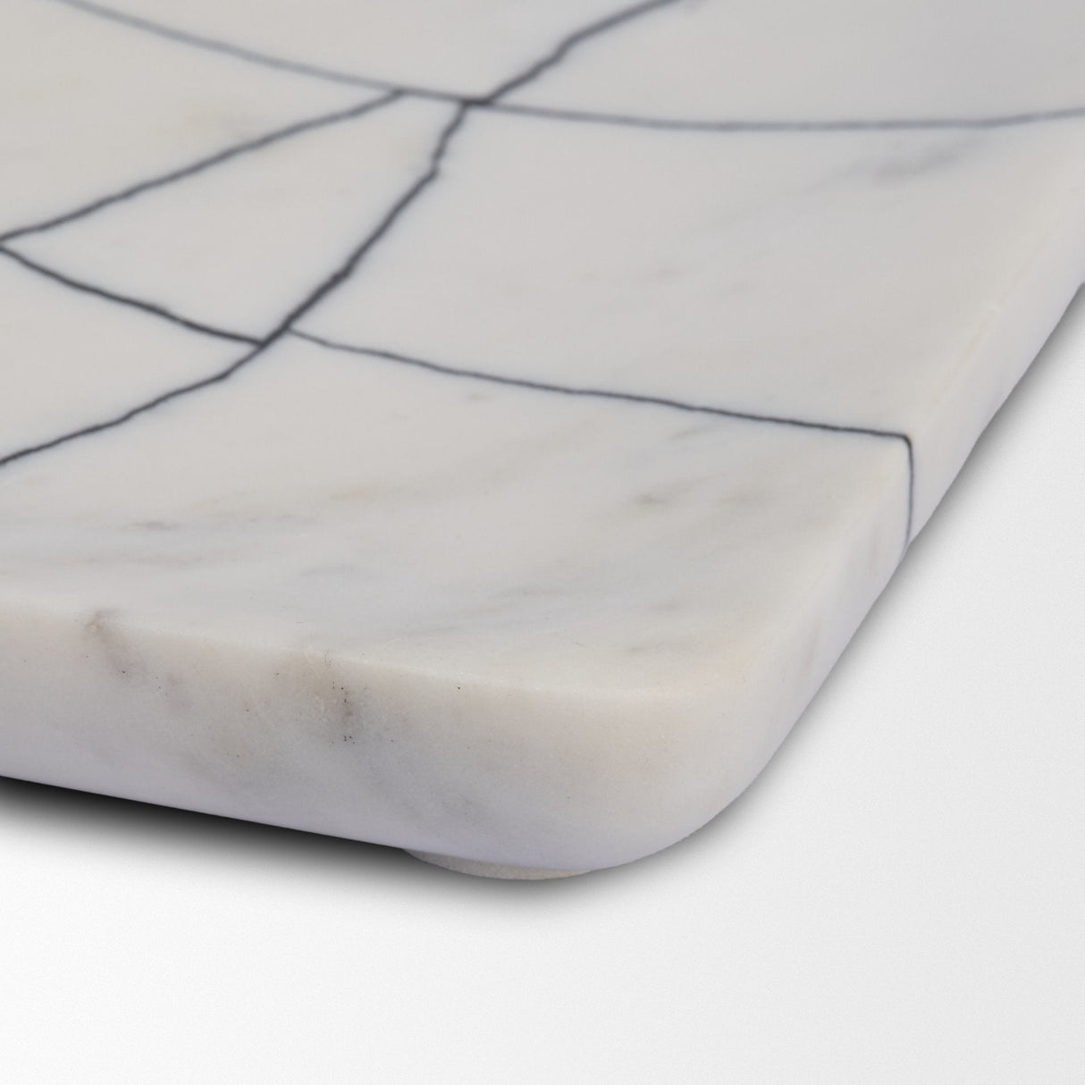 Tratto Rectangular White Marble Decorative Tray by Mercana at Eve Furniture