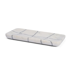 Tratto Rectangular White Marble Decorative Tray by Mercana at Eve Furniture