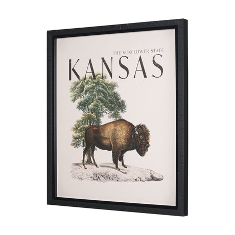 Travel Guide - Kansas by Vintage Collection a Hand Embellished Textured Framed Art Print by Mercana at Eve Furniture