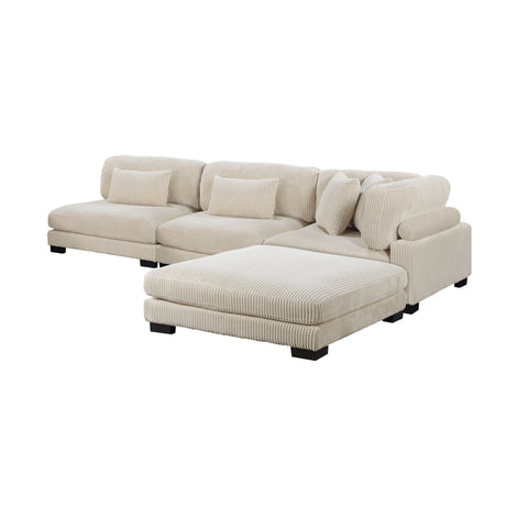 Traverse Beige 4-Piece Corduroy Modular Sectional with Ottoman by Homelegance at Eve Furniture