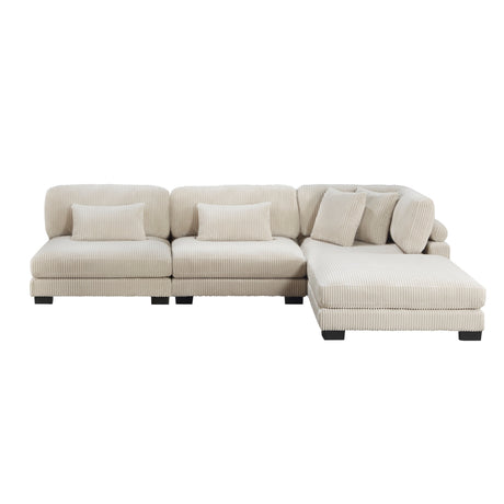 Traverse Beige 4-Piece Corduroy Modular Sectional with Ottoman by Homelegance at Eve Furniture