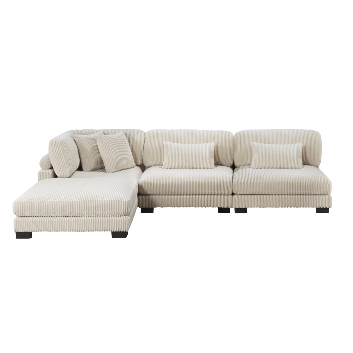 Traverse Beige 4-Piece Corduroy Modular Sectional with Ottoman by Homelegance at Eve Furniture