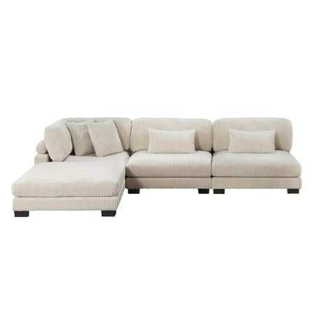 Traverse Beige 4-Piece Corduroy Modular Sectional with Ottoman by Homelegance at Eve Furniture