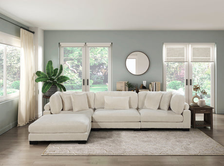 Traverse Beige 4-Piece Corduroy Modular Sectional with Ottoman by Homelegance at Eve Furniture