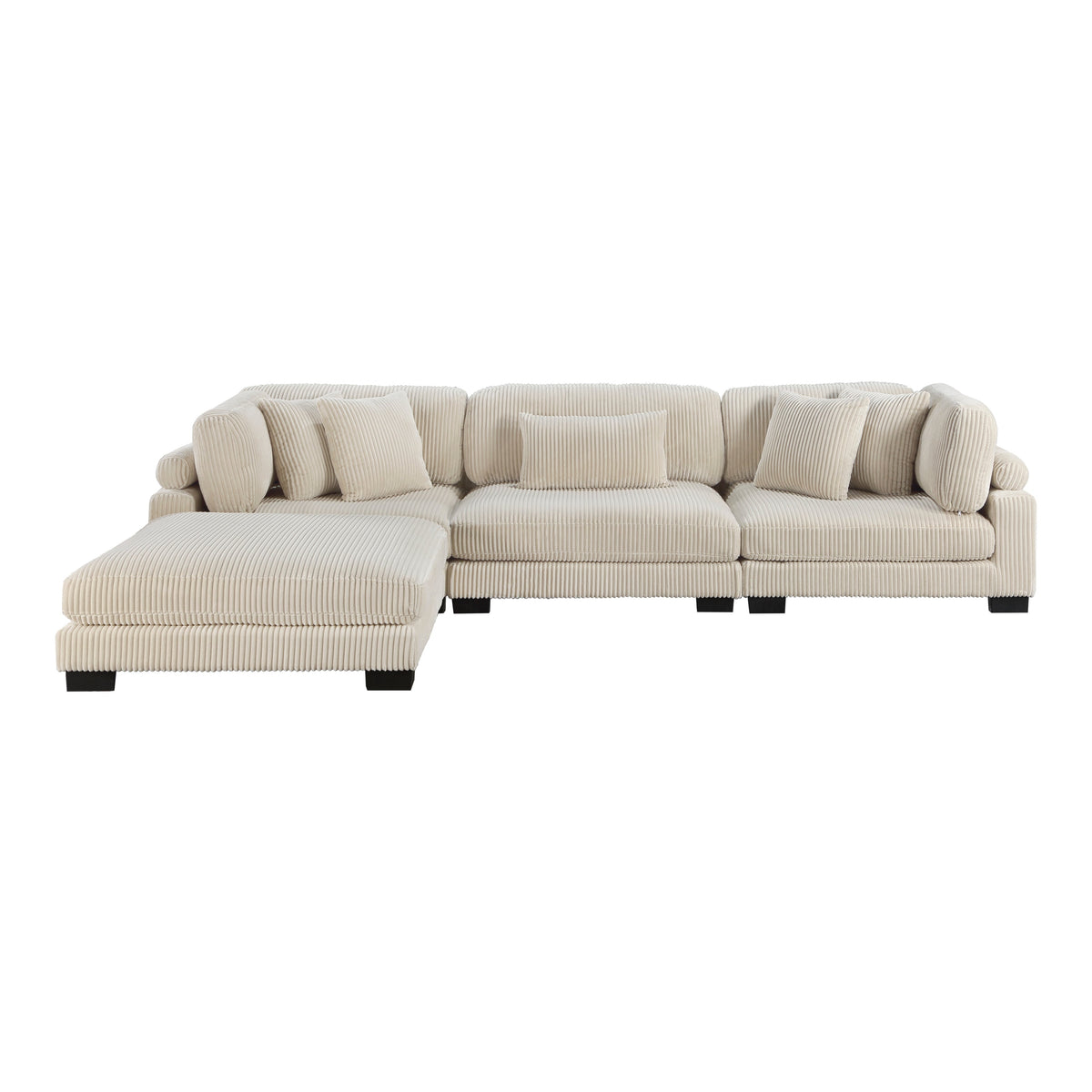Traverse Beige 4-Piece Corduroy Modular Sectional with Ottoman by Homelegance at Eve Furniture
