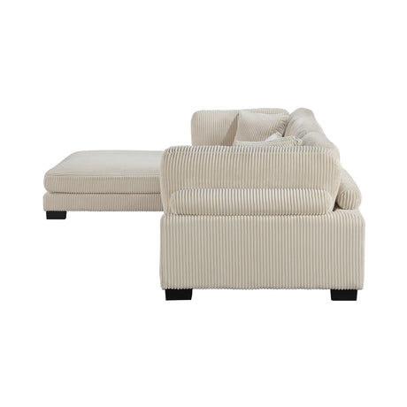 Traverse Beige 4-Piece Corduroy Modular Sectional with Ottoman by Homelegance at Eve Furniture