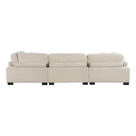 Traverse Beige 4-Piece Corduroy Modular Sectional with Ottoman by Homelegance at Eve Furniture