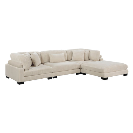 Traverse Beige 4-Piece Corduroy Modular Sectional with Ottoman by Homelegance at Eve Furniture
