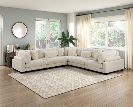 Traverse Beige 5-Piece Corduroy Modular Sectional by Homelegance at Eve Furniture