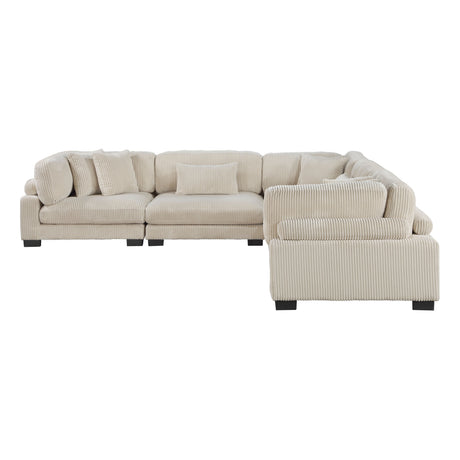Traverse Beige 5-Piece Corduroy Modular Sectional by Homelegance at Eve Furniture