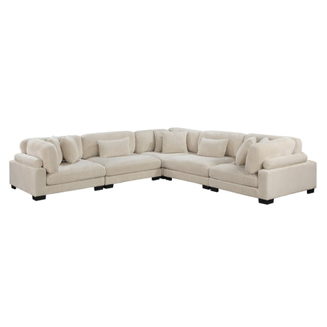 Traverse Beige 5-Piece Corduroy Modular Sectional by Homelegance at Eve Furniture