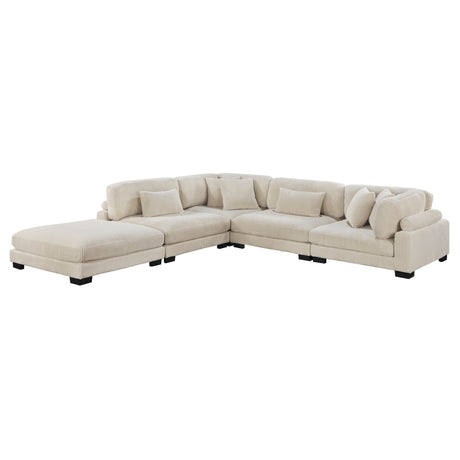Traverse Beige 5-Piece Corduroy Modular Sectional with Ottoman by Homelegance at Eve Furniture