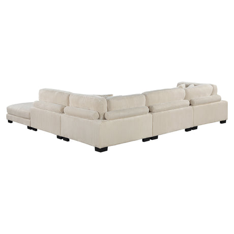 Traverse Beige 5-Piece Corduroy Modular Sectional with Ottoman by Homelegance at Eve Furniture